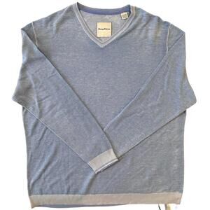 Tommy Bahama Men's V-Neck Sweater Light Blue Silk Cotton Cashmere Blend - XXL